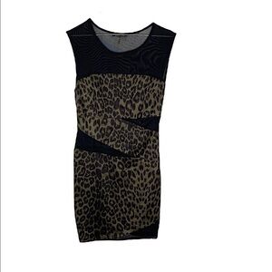 Depri Sexy Bodycon Animal Print Leopard Dress Mesh Panels Size Medium